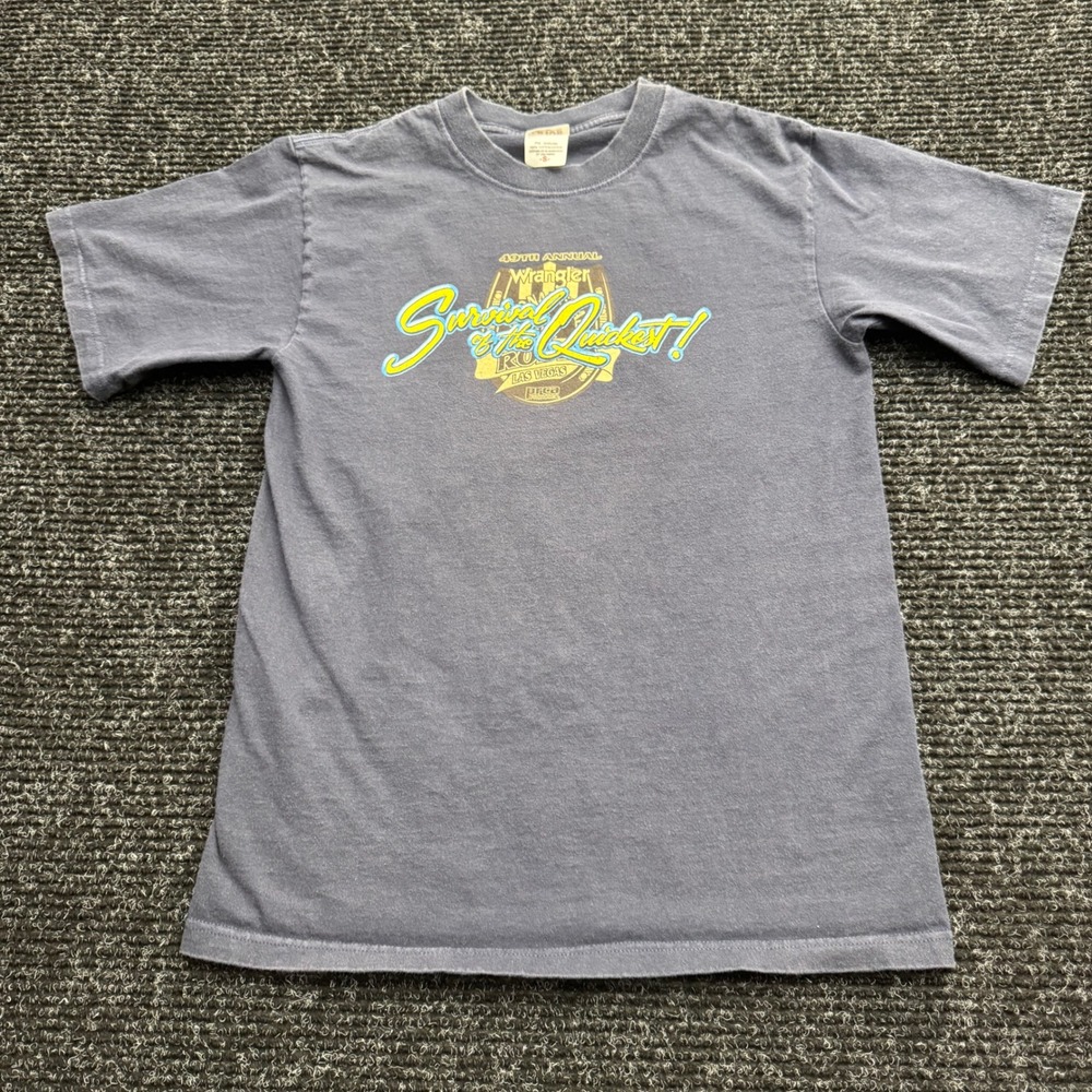 Vintage Anvil Wrangler NFR Rodeo Las Vegas T-Shirt Small Gray Survival Quickest